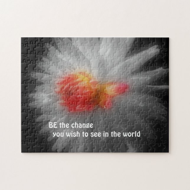 Be The Change Dahlia Flower Inspirational Quote  Jigsaw Puzzle (Horizontal)