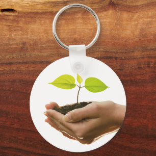 Be the Change You Want to Be - Sapling in Hand Key Keychain