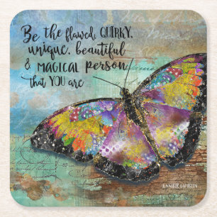 Be The Flawed Butterfly Square Paper Coaster