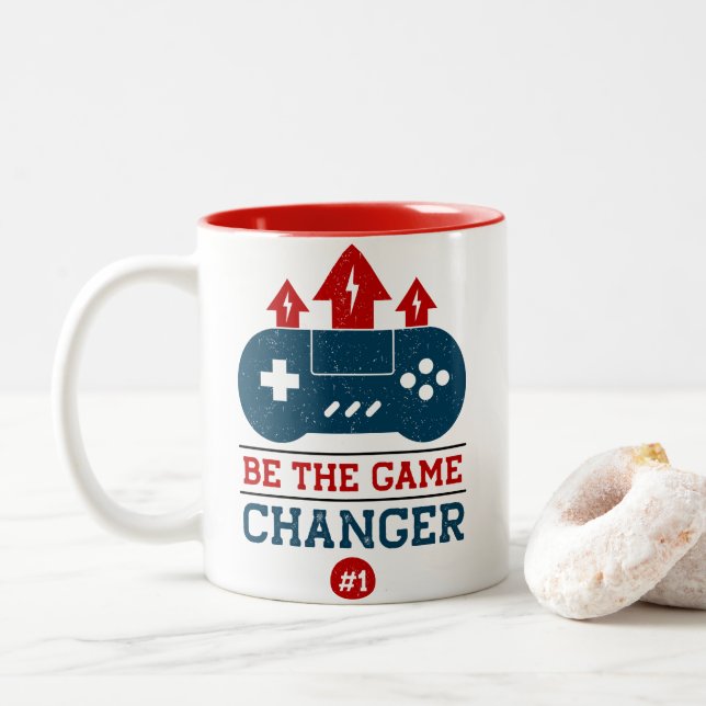 Be the game changer #1 Gaming  Two-Tone Coffee Mug (With Donut)