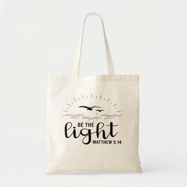 Be the Light Bible Verse Tote Bag (Front)