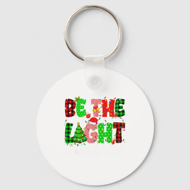 Be The Light Christian Christmas Pjs Xmas Men Wome Keychain (Front)
