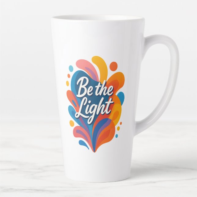 Be the Light Inspirational Colourful Typography De Latte Mug (Right)
