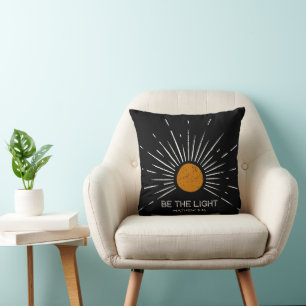 Be the Light Mathew 5 14 Sunburst Throw Pillow