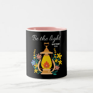 Be The Light Matthew 5:14 Floral Lamp Two-Tone Coffee Mug