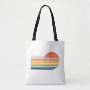 Be the Light Retro Inspirational Shopping Tote Bag