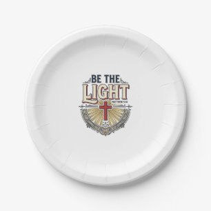 Be The Light Vintage Christian Shirt Design_1 Paper Plate