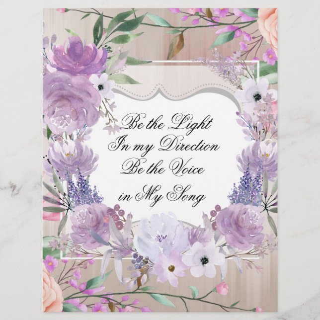 Be the Light Watercoler Floral Stationary Wallart (Front)