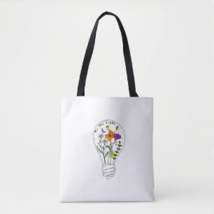 Be The Light Wildflower Motivational Quote Tote Bag