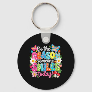 Be The Reason Someone Smiles Colourful Retro Quote Keychain
