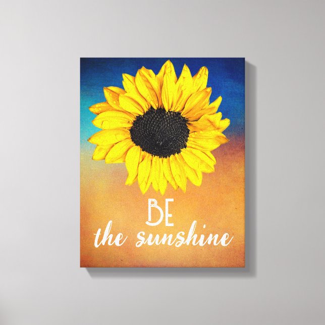 Be the sunshine quote on yellow sunflower art  canvas print (Front)