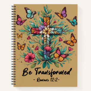 Be Transformed Christian Romans 12:2 Floral Notebook