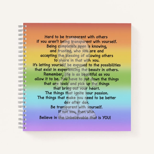 Be Transparent Notebook (Front)