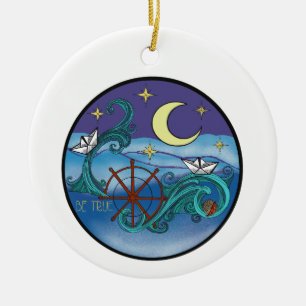Be True Art Nouveau Water  Ceramic Ornament