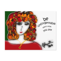 Be Unforgettable postcard - Sharon Augustin
