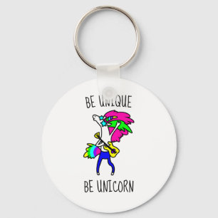 Be Unique Be Unicorn Button Keychain