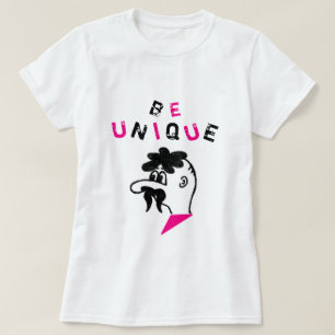 Be Unique Text T-Shirt DifferentMoustache Men Fun