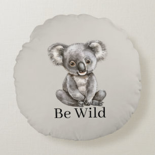 Be Wild Koala Bear Safari Animal Round Pillow