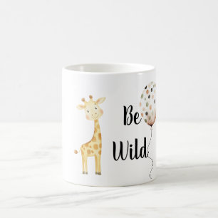 Be Wild Yellow Happy Giraffe Dots Balloon  Magic Mug