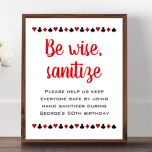 Be Wise Sanitize Las Vegas Casino Birthday Poster