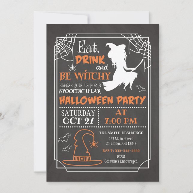 Be Witchy Halloween Party Invitation (Front)