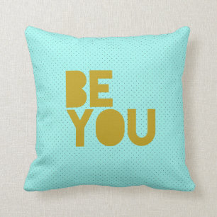 "Be You" avec Aqua et Coussin Pois noir