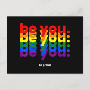 Be You Be Proud LGBTQ Pride Rainbow Lesbian Gay L Holiday Postcard