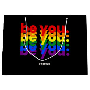Be You Be Proud LGBTQ Pride Rainbow  Lesbian Gay L Large Gift Bag