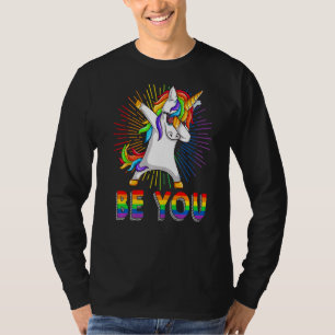 Be You Gay Lesbian Dabbing Unicorn Gay Pride Ally T-Shirt