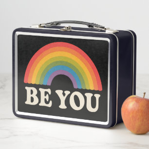 Be You Gay Lesbian Pride LGBTQ Ally Rainbow Retro Metal Lunch Box