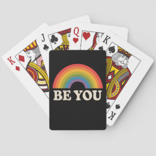 Be You Gay Lesbian Pride LGBTQ Ally Rainbow Retro Playing Cards