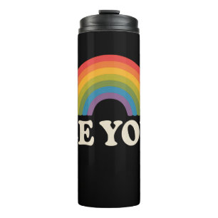 Be You Gay Lesbian Pride LGBTQ Ally Rainbow Retro Thermal Tumbler