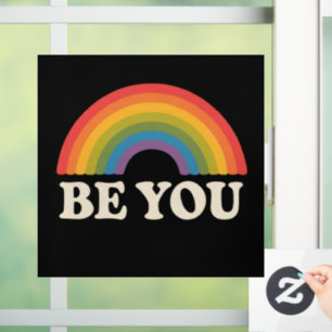 Be You Gay Lesbian Pride LGBTQ Ally Rainbow Retro Window Cling