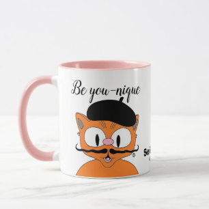 Be You-nique (Be unique) Cartoon Moustache cat Mug