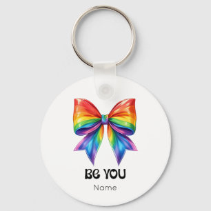 Be You Pride – Rainbow Coquette Bow Customised Keychain