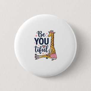 Be You Tiful Giraffe Roller Skate Vintage Shirt De 2 Inch Round Button