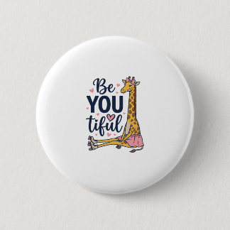 Be You Tiful Giraffe Roller Skate Vintage Shirt De 2 Inch Round Button