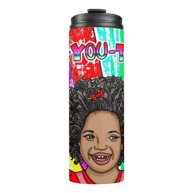 Be-You-Tiful Little African'-American Girl  Thermal Tumbler (Front)