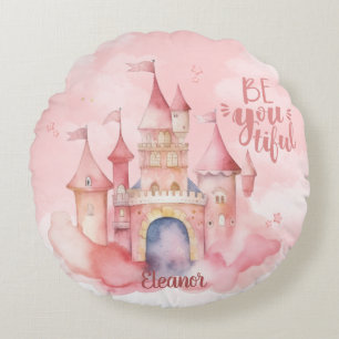 Be-You-Tiful Palace in the Pink Cloud Burp Cloth Round Pillow