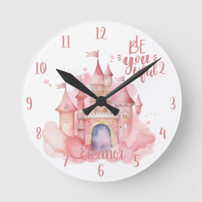 Be-You-Tiful Palace in the Pink Cloud customizable Round Clock (Front)