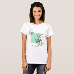 Be You Women’s T-Shirt   Minimal Butterfly Line Ar