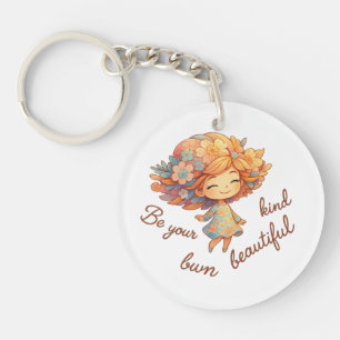 Be Your Own Kind of Beautiful – Cute Floral Girl K Keychain