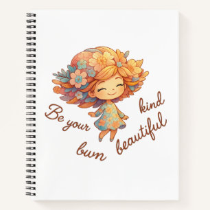Be Your Own Kind of Beautiful – Floral Girl Spiral Notebook