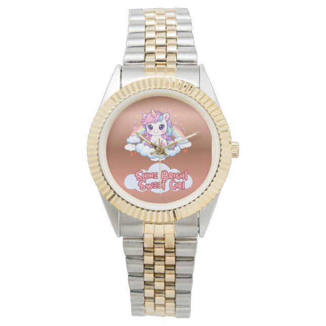 Be Your Own Rainbow Cute Unicorn  Watch (Front)