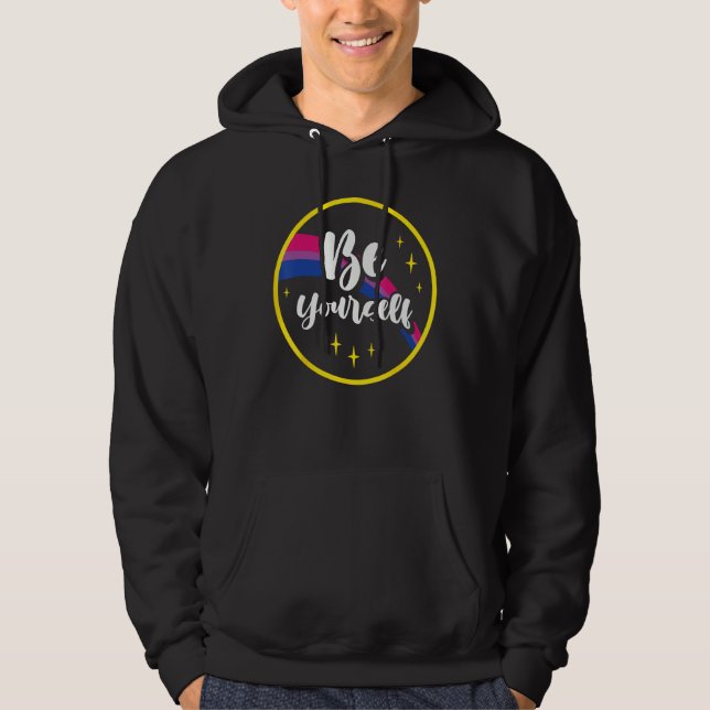 Be Yourself Bisexual Rainbow Bi Pride Flag Lgbtq W Hoodie (Front)