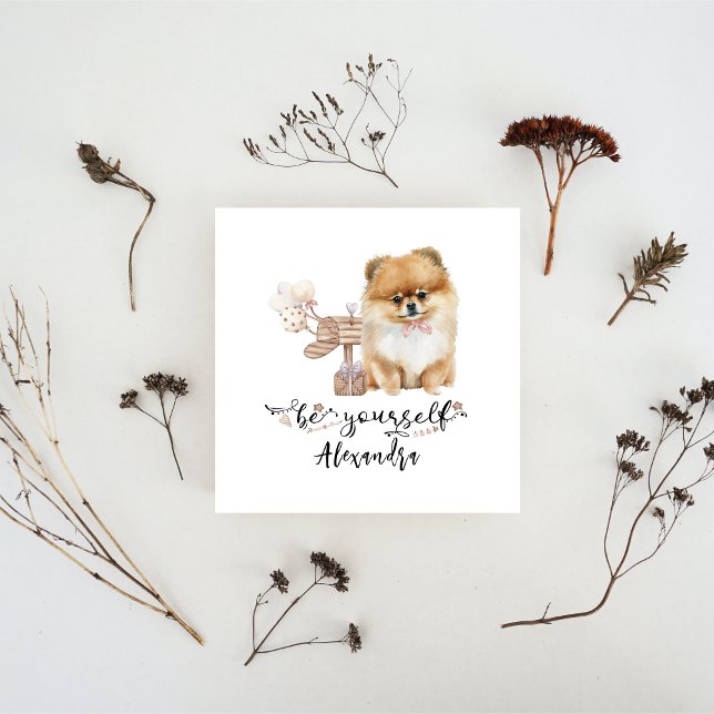 Be yourself Cute Pomeranian puppy next to mailbox Invitation (Creator Uploaded)