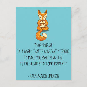 Be Yourself Emerson Quote with Fox Postcard