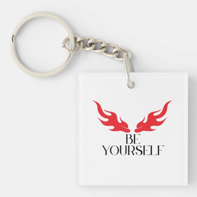 Be Yourself – Empowering Minimalist Quote Design f Keychain (Front)