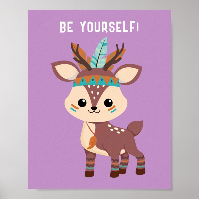 "BE YOURSELF!" Indian Deer, Lavender, Your Message Poster (Front)