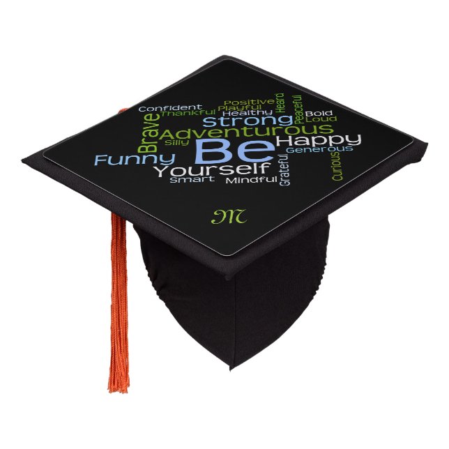 BE Yourself Inspirational Word Cloud Graduation Cap Topper (Angled)